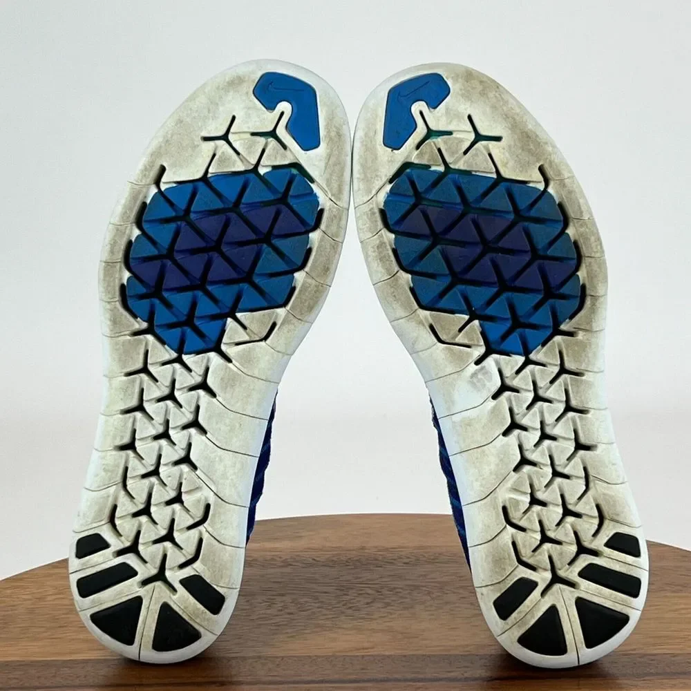 Womens Nike Free RN Motion Flyknit Blue Mid Athletic‎ Shoes Sneakers Size 7.5 M